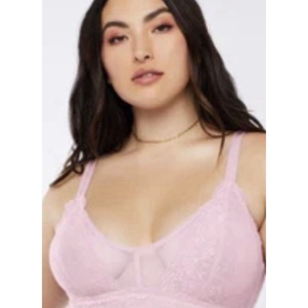 NWT Savage X Fenty Floral Lace And Mesh Bralette UNICORN LAVENDER PINK Sz 1X